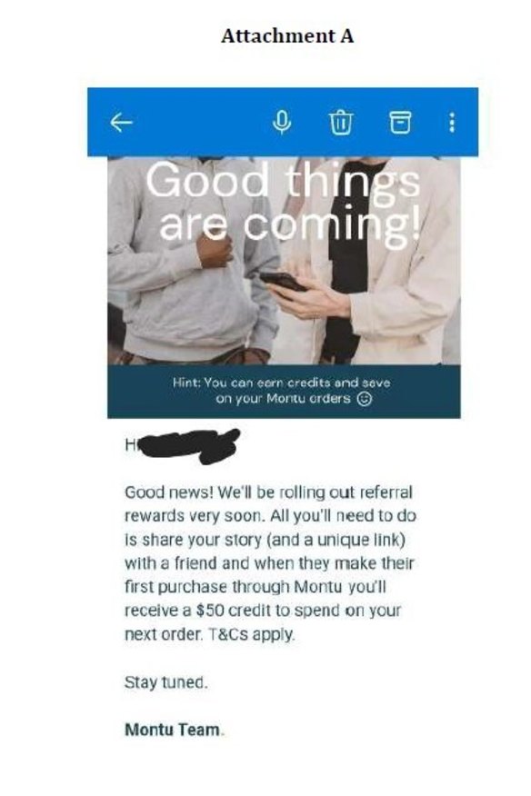 Screenshot showing what TGA says is a referral scheme that would breach rules on sale of medicinal cannabis.