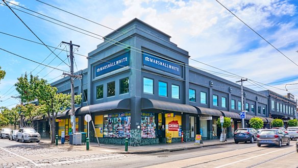 The corner office block for sale on High Street, Armadale.