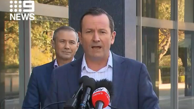 Premier Mark McGowan and Health Minister Roger Cook addressed the media on Sunday morning. 