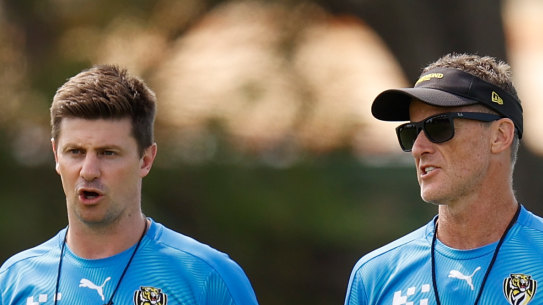 Andrew McQualter (left) took over as Richmond coach when Damien Hardwick resigned.