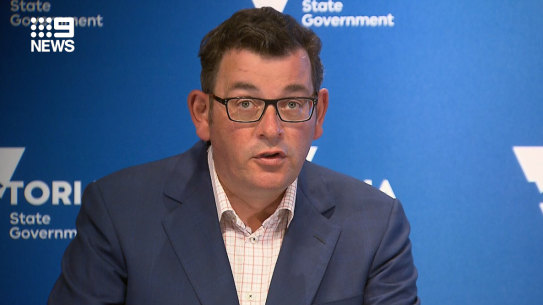 Premier Daniel Andrews addresses the media.