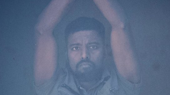 A refugee being held at the Mantra Hotel in Preston in 2020.