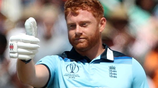 England's Jonny Bairstow after scoring a World Cup century against India at Edgbaston on Sunday.
