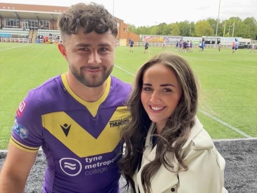 The Newcastle winger with his relieved girlfriend, Taryn