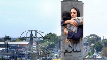 An artist's impression of the mural of Jacinda Ardern on a Brunswick silo.