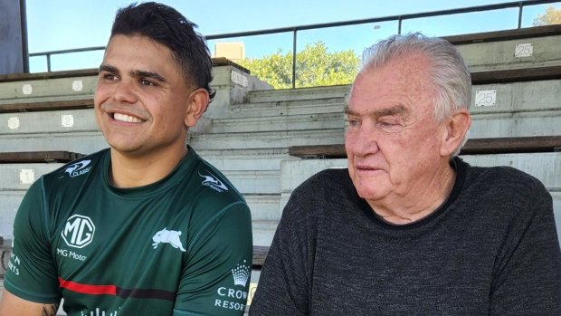 Rabbitohs star Latrell Mitchell ensured club patriarch George Piggins received a warm welcome at Redfern Oval.