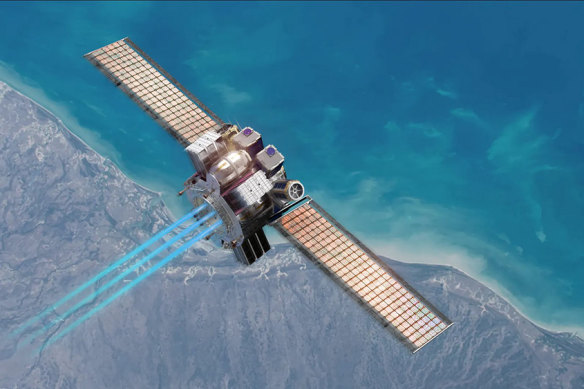 An artist’s impression of the Optimus satellite or “space taxi”, designed to service and reposition satellites and spacecraft.