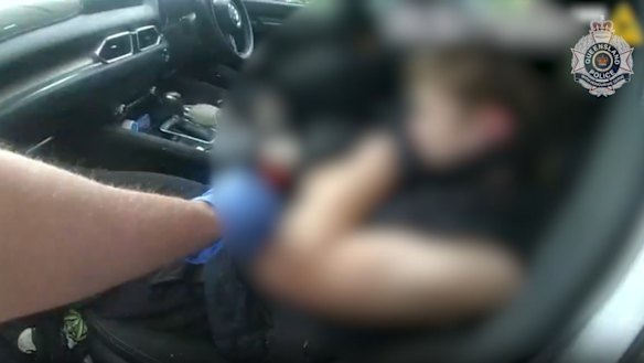 The children were found asleep in the allegedly stolen car.