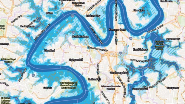 Brisbane City Council’s Flood Awareness Map shows suburbs at risk during flood events.