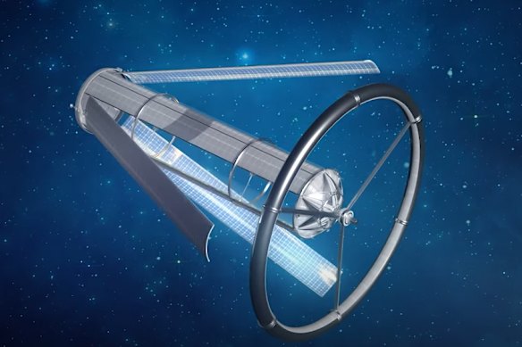 An artist’s rendering of a space station Jeff Bezos would like to build. 