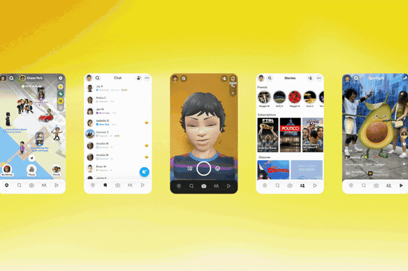 Snapchat’s new-look app. 