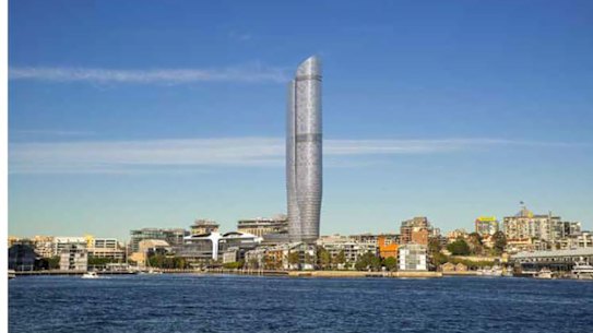 An artist's impression of The Star's proposed 237-metre tower at Pyrmont.
