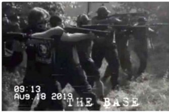 A photo included in an FBI court filing shows unidentified members of the neo-Nazi group The Base in training.