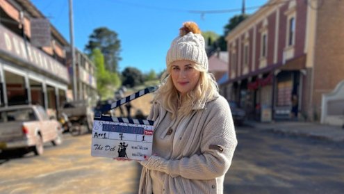 Rebel Wilson on the set of The Deb.