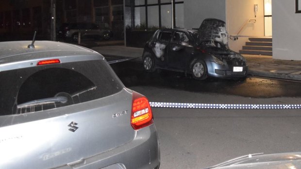 The intact Suzuki seized by police (left) and the same model car owned by an innocent person from Queensland that was mistakenly torched.