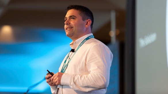 Power Diverter founder Daniel Lawes pitches his idea at the Startup Bootcamp Demo Day. 