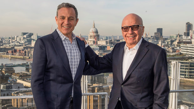 Disney gets the deal done. Bob Iger with Rupert Murdoch.