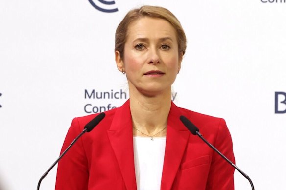 EU foreign policy chief Kaja Kallas addresses the Munich Security Conference on Sunday.