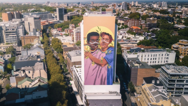 Mooney’s Still Thriving is well known to Sydneysiders as a 40-metre mural painted on the Top of the Town building in Darlinghurst for Sydney WorldPride.