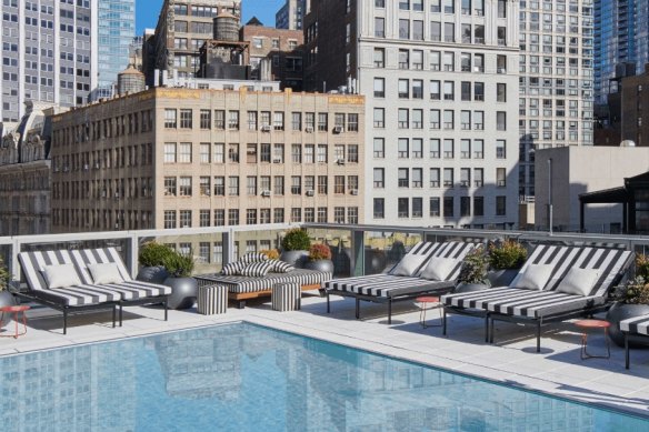 The pool deck at Virgin Hotels New York.
