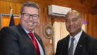 Pacific Minister Pat Conroy and Nauru’s President David Adeang on Wednesday.