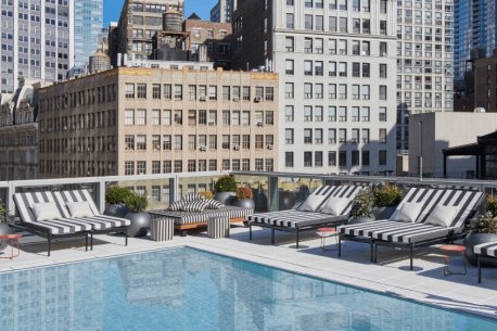 The pool deck at Virgin Hotels New York.