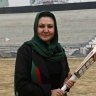The founder of the Afghanistan women’s team, Diana Barakzai, at the Kabul Cricket Stadium in 2014.
