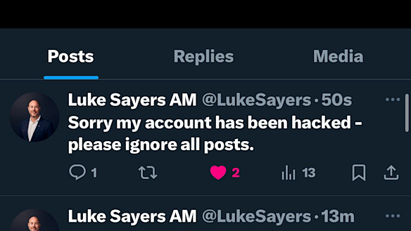 Luke Sayers deleted his social media account after the incident and claims he was hacked.