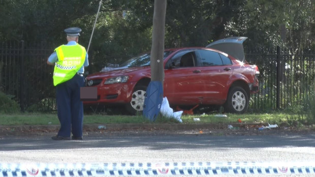 The scene of a collision that killed two children and injured three other people, including an adult. 