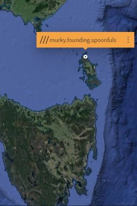 A map identifying the three-square metre spot near where Cornelia Gratzer was found by Ambulance Tasmania using what3words. 