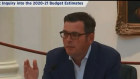 Premier Daniel Andrews addresses a public estimates hearing in Melbourne on Friday.