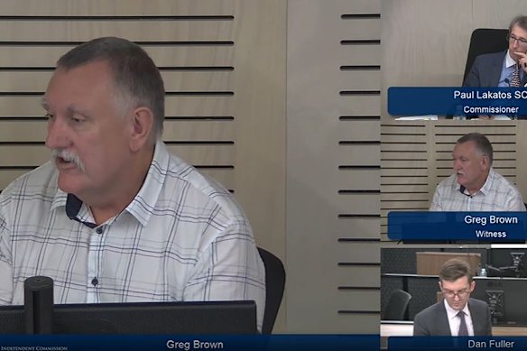 Former finance manager Greg Brown appeared at ICAC on Monday.