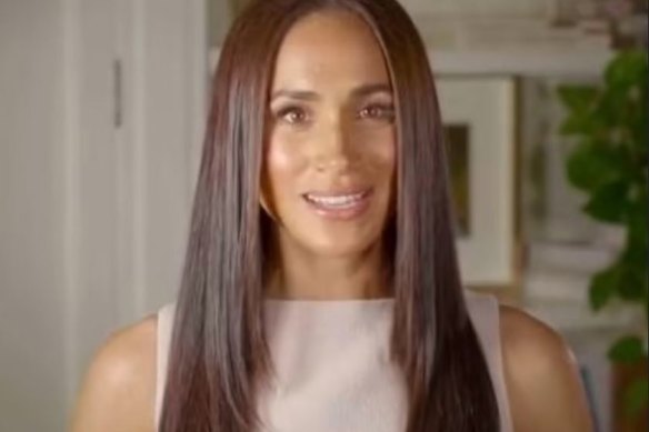 Meghan Markle with her newly straightened hair.