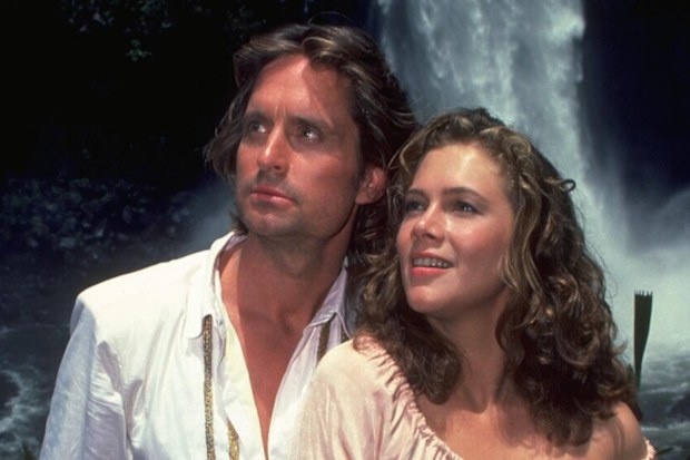 Michael Douglas and Kathleen Turner in Romancing the Stone.