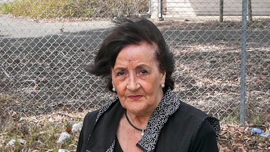 Jan Goates outside the old state research farm, where she grew up in the 1950s and ’60s. 