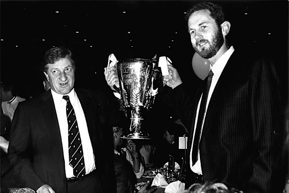John Elliott was president and Robert Walls was coach when Carlton won the 1987 VFL premiership.