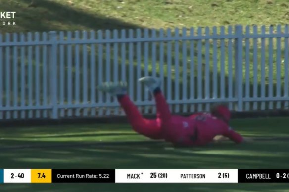 Gardner jarred her head in the process of diving to prevent a boundary.