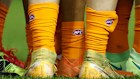 Blues players wear orange socks as part of the Carlton Respects campaign during the 2021 season.