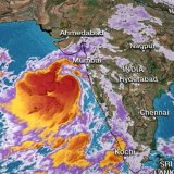 Cyclone Vayu approaches India's west coast. 