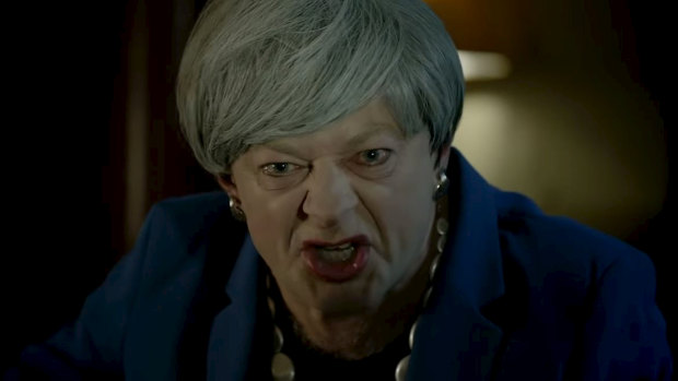 A screenshot of Andy Serkis as Gollum as Theresa May.