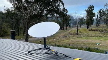 Michael Tiyce’s Starlink satellite dish in the Southern Highlands.