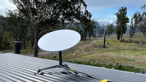 Michael Tiyce’s Starlink satellite dish in the Southern Highlands.