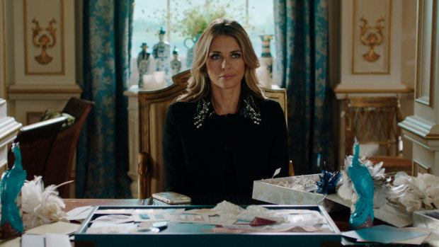 Liz Hurley plays Queen Helena in The Royals. 