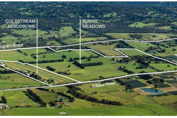 The Sunny Meadows farm and Coldstream Aerodrome form a combined 151 hectares.
