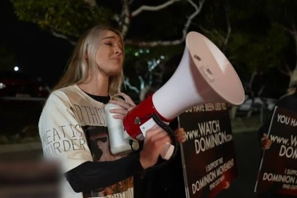 Tash Peterson staged a second protest outside Fyre restaurant in Perth at the weekend.
