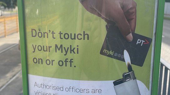 Fake public transport posters have been plastered around Melbourne. 