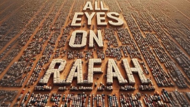 The “All Eyes on Rafah” post, believed to have been created by AI, that has been shared by millions of users on Instagram.