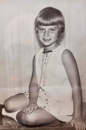 Deborah aged 6. Her seamstress mum made all her childhood clothes and was the “master of pinafores”.
