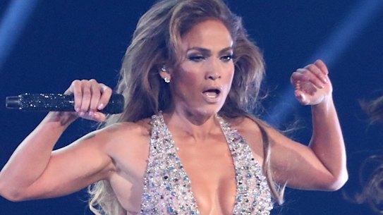 Jennifer Lopez performs a medley during a tribute to Motown's 60th anniversary at the Grammys on Sunday.