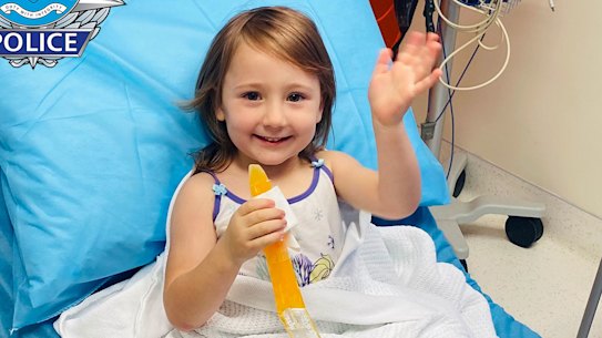 Cleo Smith after her rescue.